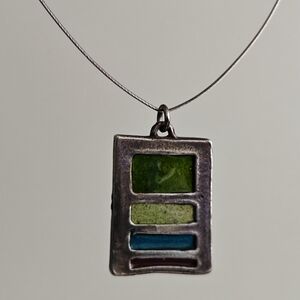 Vintage LMA Paris Plique A Jour Enamel Pendant Necklace